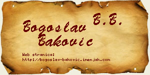 Bogoslav Baković vizit kartica